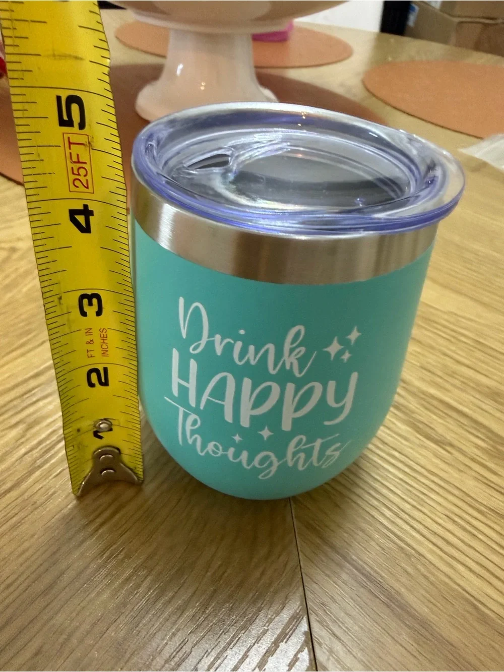 Turquoise 'Drink Happy Thoughts' Insulated Tumbler
